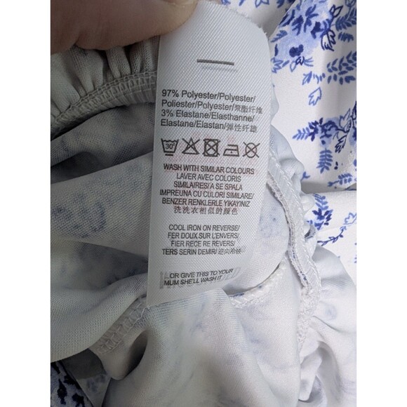 Missguided Sz 0 Mini Dress Floral White Blue Ruffle Toile Chinoiserie - Picture 9 of 10